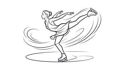 Elegant Figure Skater Performing Routine on Ice © elsa