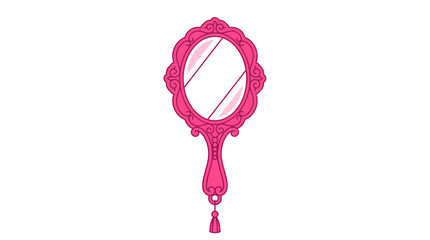 Ornate Pink Handheld Mirror with Tassel - Vintage Vanity Accessory © elsa