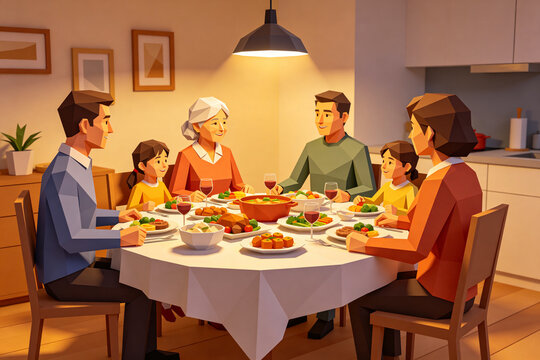 Family Dinner Illustration