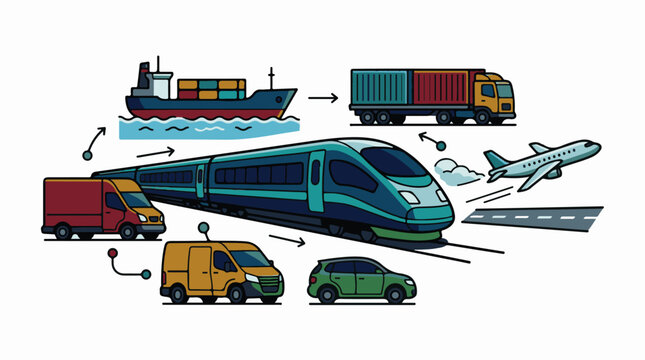Transportation modes in modern logistics.