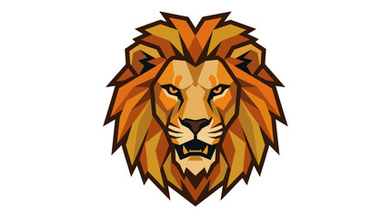 Lion head mascot with fierce expression and golden mane © Emilo
