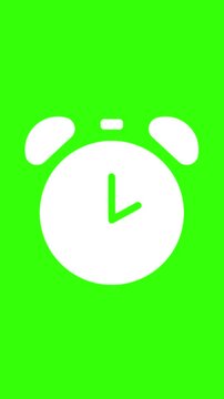 Ringing Alarm Clock Time Icon Animation on Green Screen