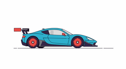 Obraz premium A sleek, blue sports car with red wheels and spoiler on a white background