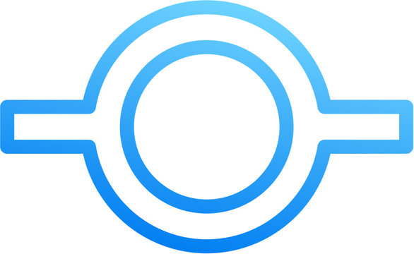 Git commit icon with blue gradient stroke outline for git commit version code developer save checkpoint repo change history log push on transparent background