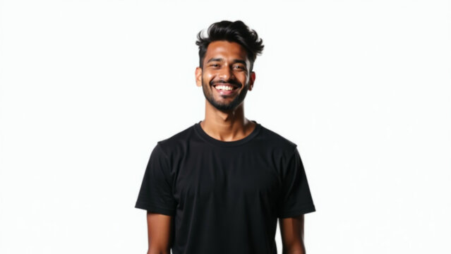 Straight at camera ar iteration People positive emotions concept Studio waist up of young happy