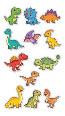 Cute Cartoon Dinosaur Sticker Set for Kids © Rizky