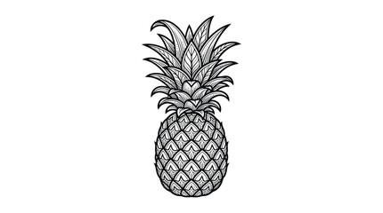 Obraz premium Pineapple with intricate zentangle patterns and decorative leaves