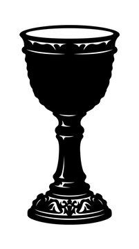 Elegant black silhouette of a decorative chalice goblet.