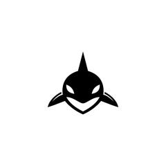 Fototapeta premium Black and white vector silhouette of an orca killer whale viewed from the front