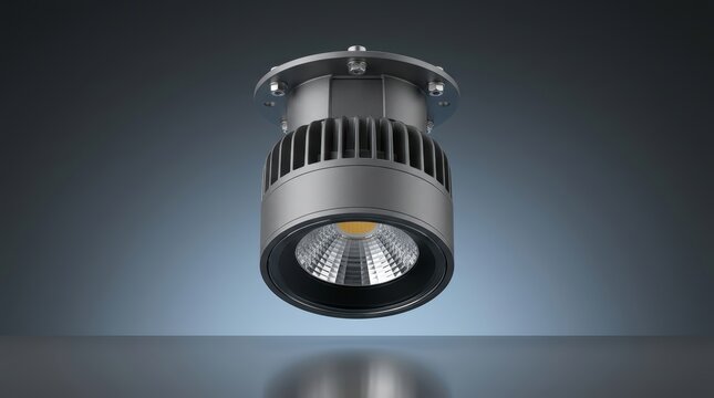 Industrial downlight 3D render precision engineered ceiling lighting system controlled downward illumination assembly for industrial commercial and infrastructure facilities