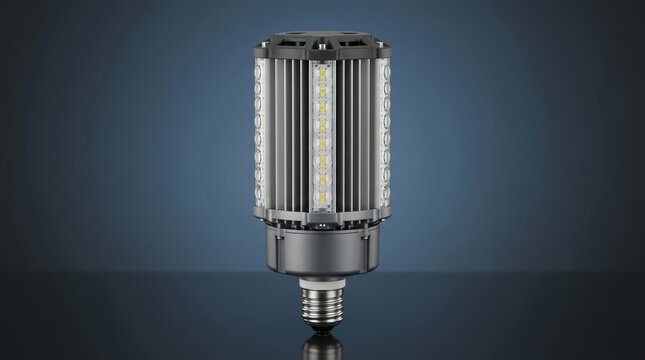 Industrial E39 LED lamp 3D render high efficiency lighting system standardized retrofit illumination assembly for warehouses factories and industrial facilities