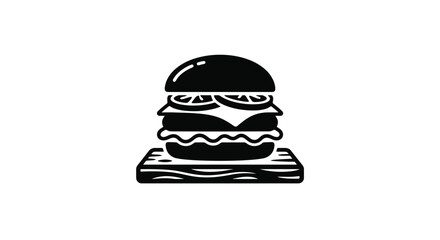 Fototapeta premium Black and white illustration of a hamburger.