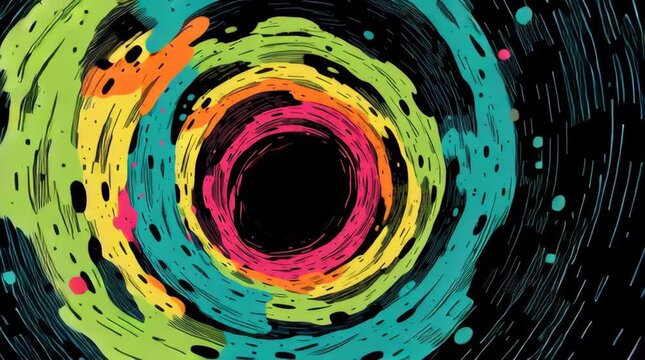 Psychedelic Spiral Tunnel Stock Video with Colorful Abstract Background