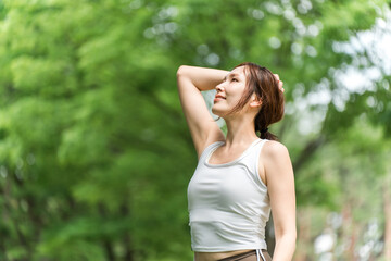 Fototapeta premium Women wearing yoga wear and sportswear