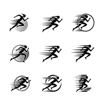 Runner in Motion Sprinting Fast Symbol.