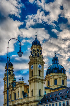 Theatine Church Towers Under Dramatic Munich Sky