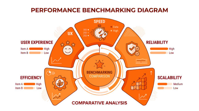 Performance benchmarking diagram for comparative data analysis