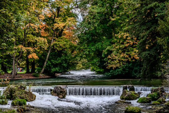 Autumn Streams Through Munich English Garden Park