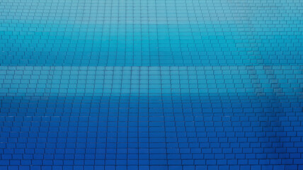 Fototapeta premium Vibrant cyan to blue geometric terraced abstract architectural noise overlay