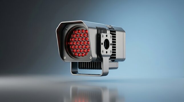 Industrial infrared illuminator 3D render, nonvisible optical imaging device, machine vision infrared lighting system