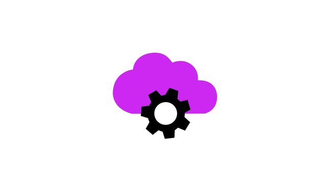 Cloud Settings Icon Animation with Gear Symbol, Cloud Management and Server Configuration
