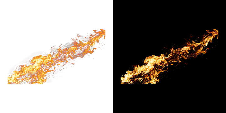 Stream of vibrant fire flowing with dynamic orange flames and bright, hot sparks.