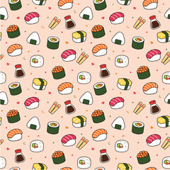 japanese sushi repeat pattern vector background © Vaa