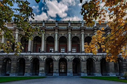 Munich Residenz Festsaalbau Framed by Autumn Foliage