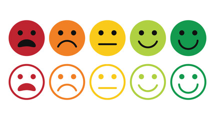 Fototapeta premium Colorful emoticon faces expressing various emotions and feelings with different facial expressions and vibrant colors