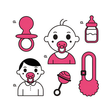 realistic vector icon illustration set cartoon style