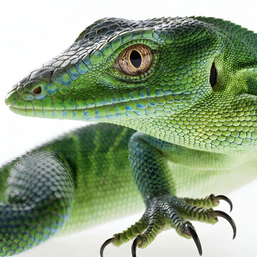varanus prasinus lizard isolated on white background