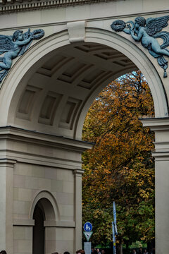 Hofgartentor Neoclassical Gateway in Autumn Munich Germany