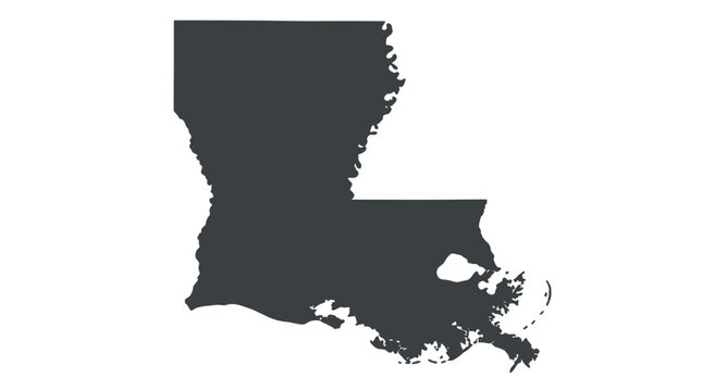 Louisiana state map silhouette with detailed coastline