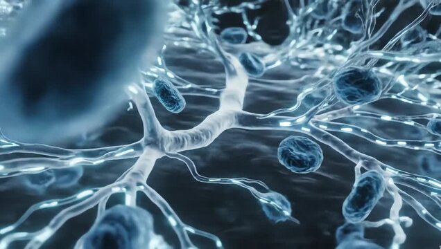 Immune system rapidly activating inside a transparent biological environment, glowing defense signals spreading through neural-like pathways