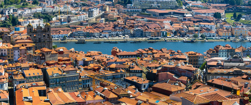 Porto cityscape with Douro River and historic buildings