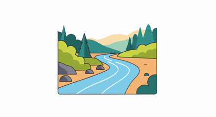 Obraz premium A serene river winds through a forest