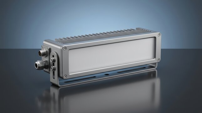 Industrial machine vision light 3D render, precision inspection illumination system, automated imaging lighting fixture