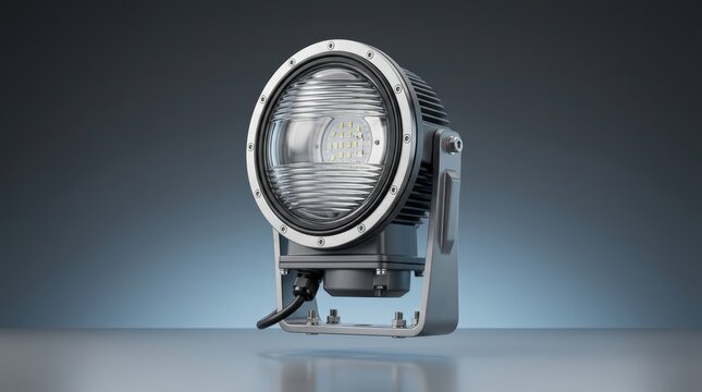 Industrial marine bulkhead light 3D render corrosion resistant illumination fixture sealed enclosure optical assembly vessel offshore maritime safety applications