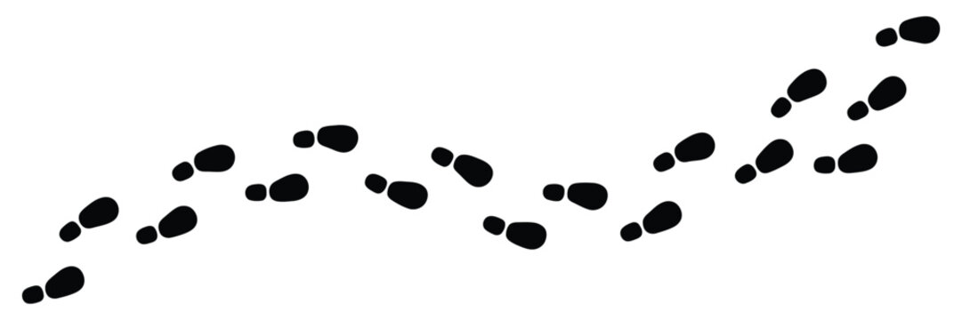Human footprints icon set, shoe prints and tracks, sole impressions and walking traces, tracking symbols, vector illustration isolated on transparent background.