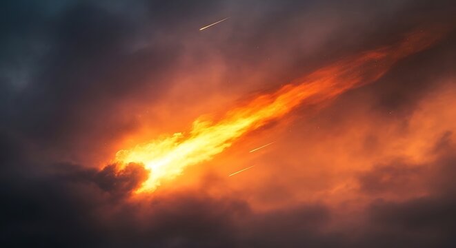 A large fire in the sky with clouds and smoke