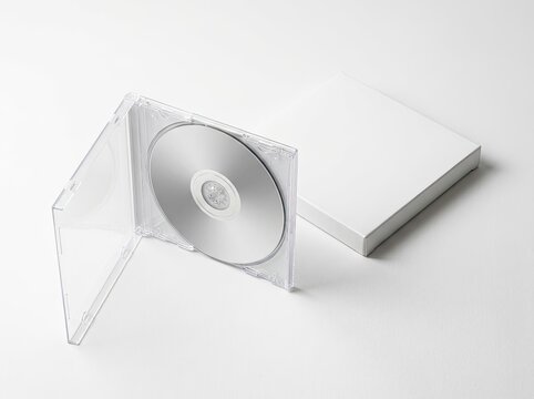 CD Jewel Case Mockup with Blank Disc and Outer Box, Clean Presentation for Music or Software Branding Concept