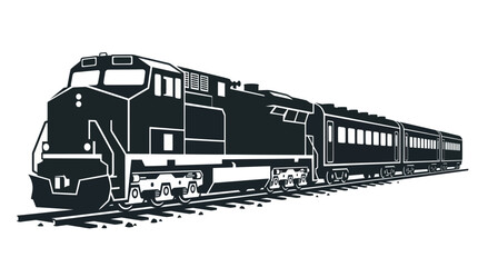 Modern diesel locomotive with passenger cars on railway tracks © fredi