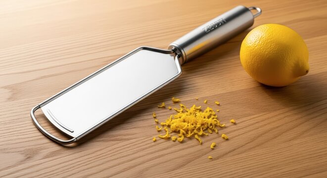 Zester grater with lemon and zest.