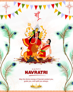 Red and Yellow Traditional Navratri Greetings
