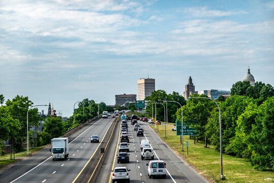 Interstate 95 Traffic Entering Downtown Providence Rhode Island
