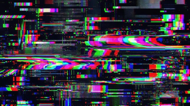 Digital Glitch Background with Binary Code Data Corruption Effect for Cybersecurity and Technology Concepts Abstract Visual Representation of System Error and Network Failure