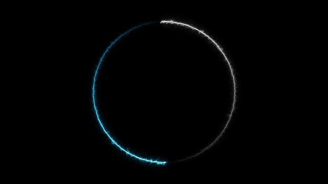 Minimalist subtle white and blue neon circular loading progress bar animation