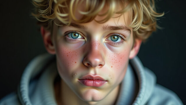 Design style concept nature iteration Close up portrait of a young blonde guy ar beautiful