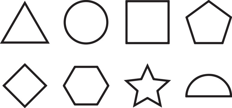 Set of eight simple geometric shapes illustration