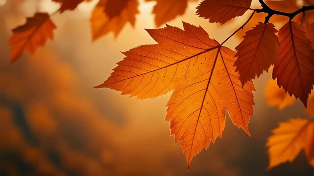 Golden Autumn Maple Leaf Backlit in Forest 4K Generative AI